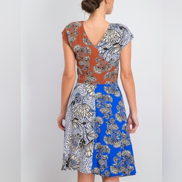 NWOT Mango Printed Colorblock Dress - Picture 5 of 10